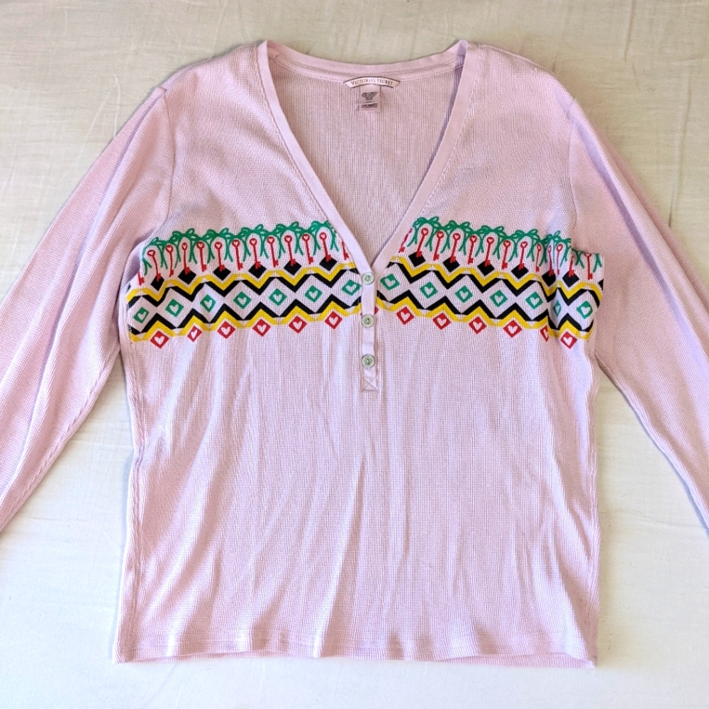 Victoria's Secret V Neck Long Sleeve Top Large
